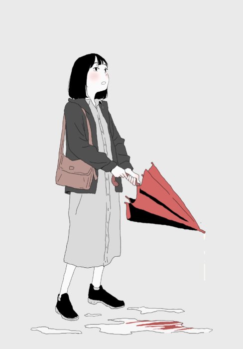 傘をさす女の子のイラスト